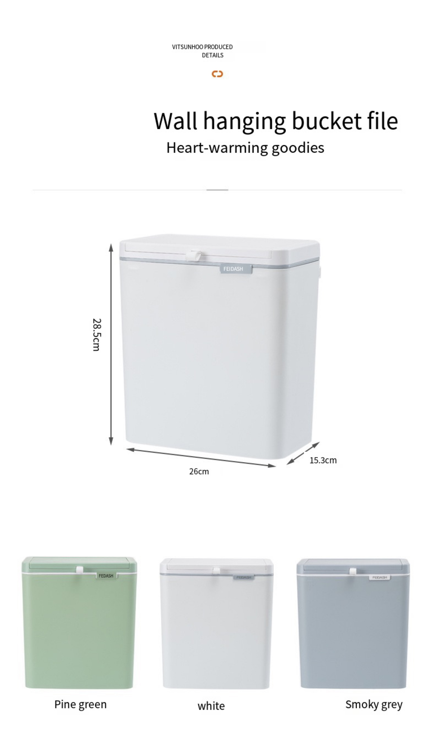 Hole-free wall-mounted trash can plastic household hanging sliding lid trash can kitchen odor-proof sanitary bucket