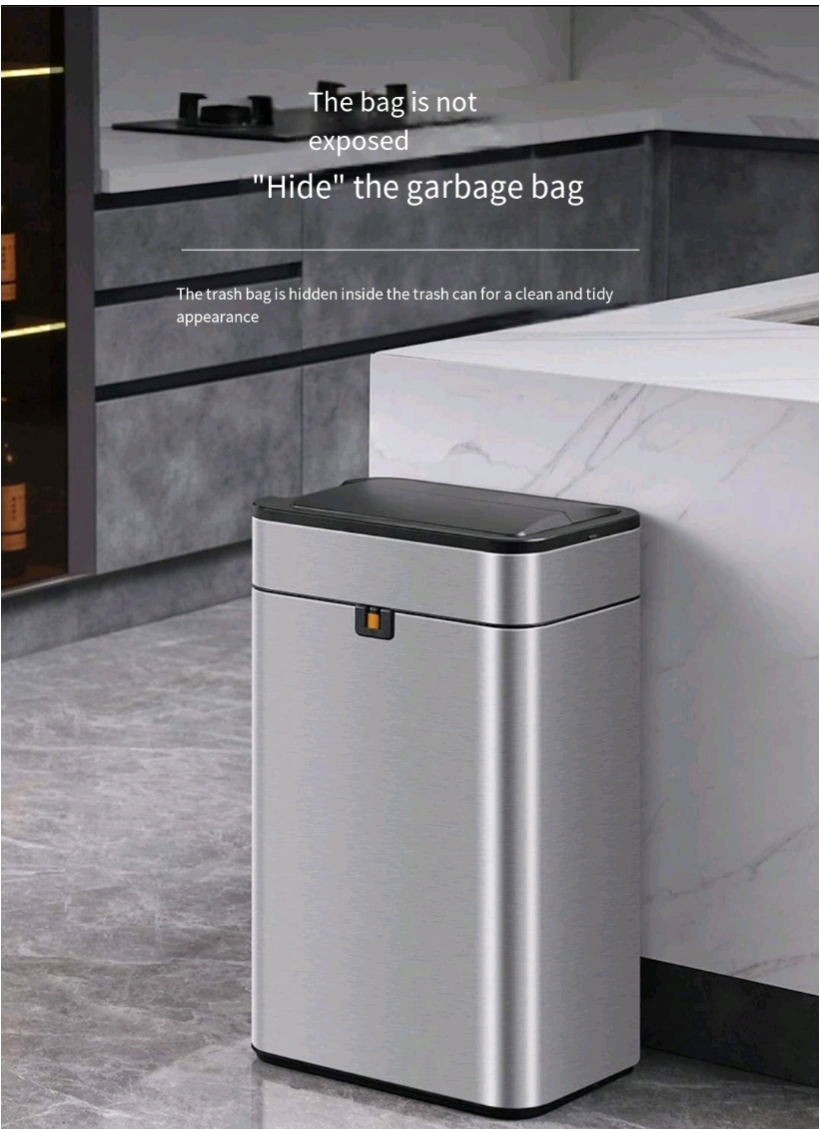 Induction automatic garbage can, stainless steel, intelligent induction garbage can open the lid without beater, a pull package, two-way open the lid.