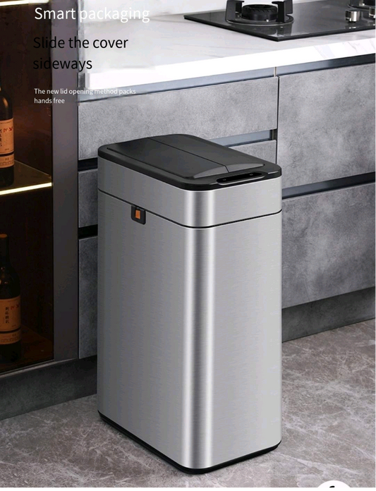 Induction automatic garbage can, stainless steel, intelligent induction garbage can open the lid without beater, a pull package, two-way open the lid.