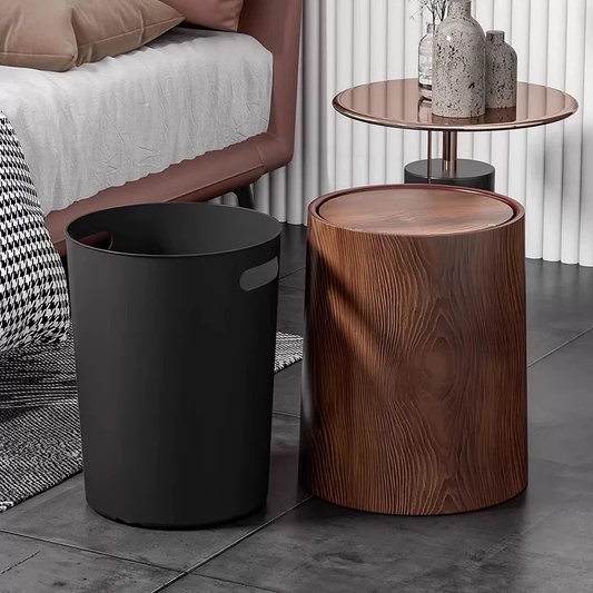 Wood grain trash can home bedroom large capacity living room kitchen toilet office new Chinese style retro sanitary bucket