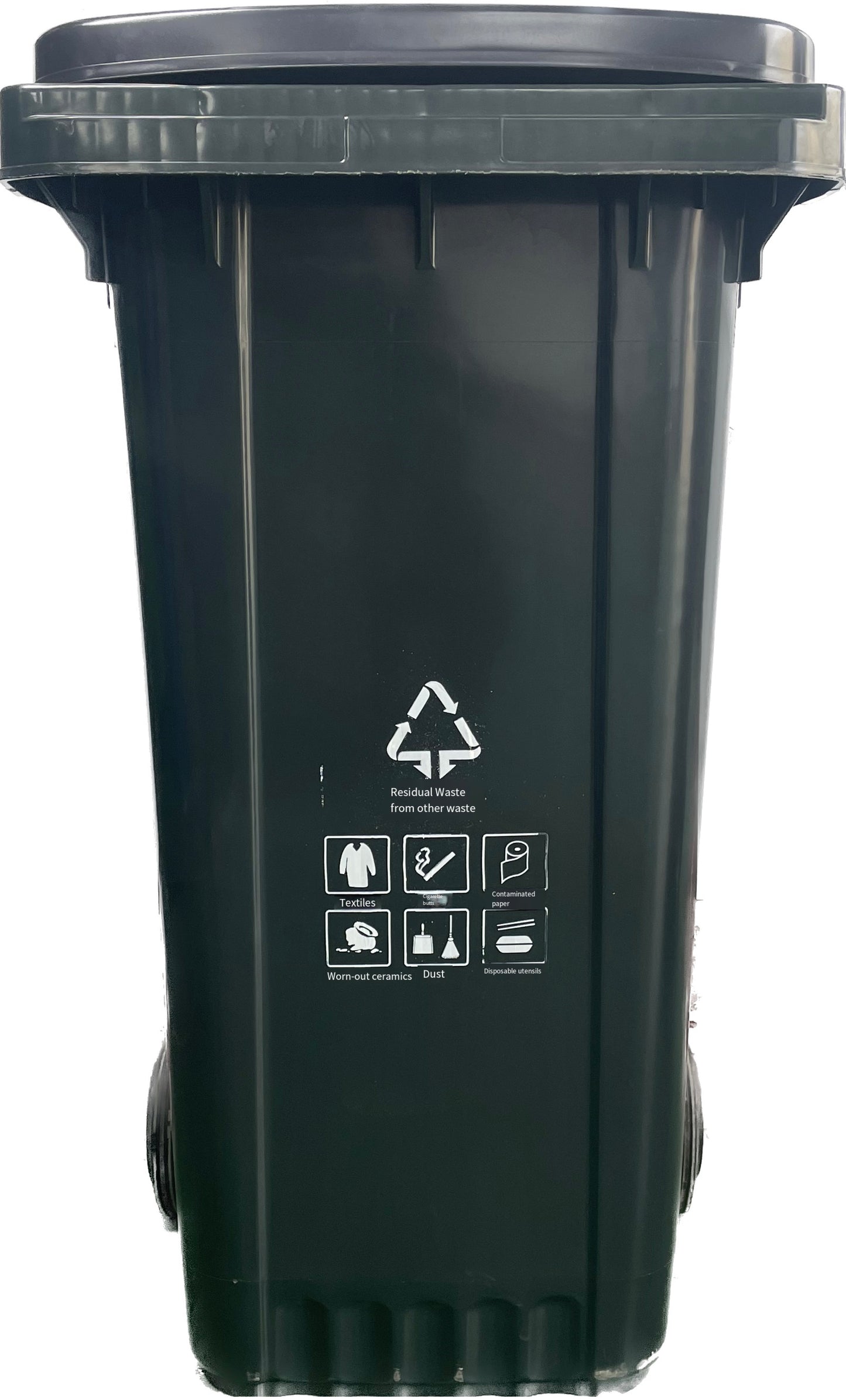 he capacity of a 240L trash bin is 240 liters. This relatively large capacity makes it suitable for use in places where a large amount of garbage is generated, such as schools, hospitals, shopping malls, factories, and community garbage collection points.