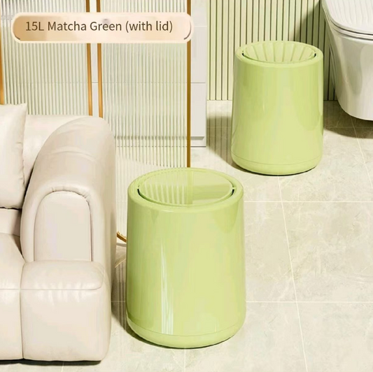 Cream wind trash can home 2024 new large capacity with cover living room high appearance level lovely bedroom toilet paper basket