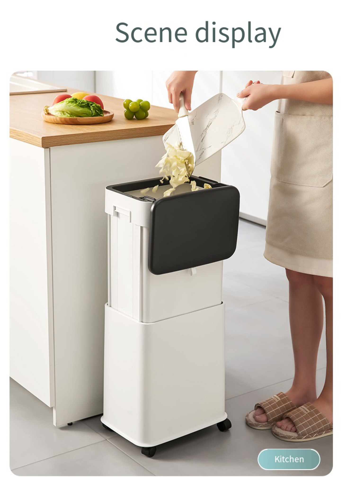 Creative square seam trash can household bathroom with brush automatic closing simple Nordic multi-specification sanitary bucket